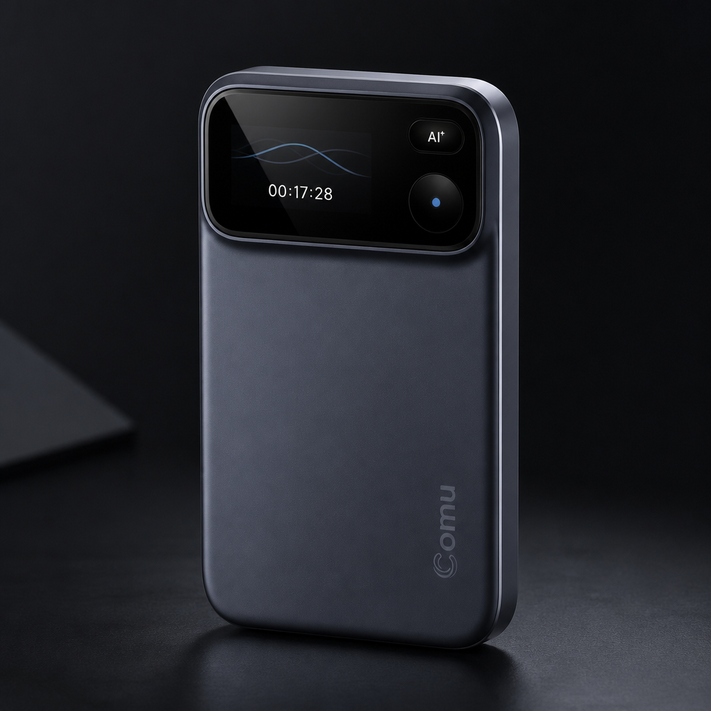 Close-up of a dedicated AI recording device