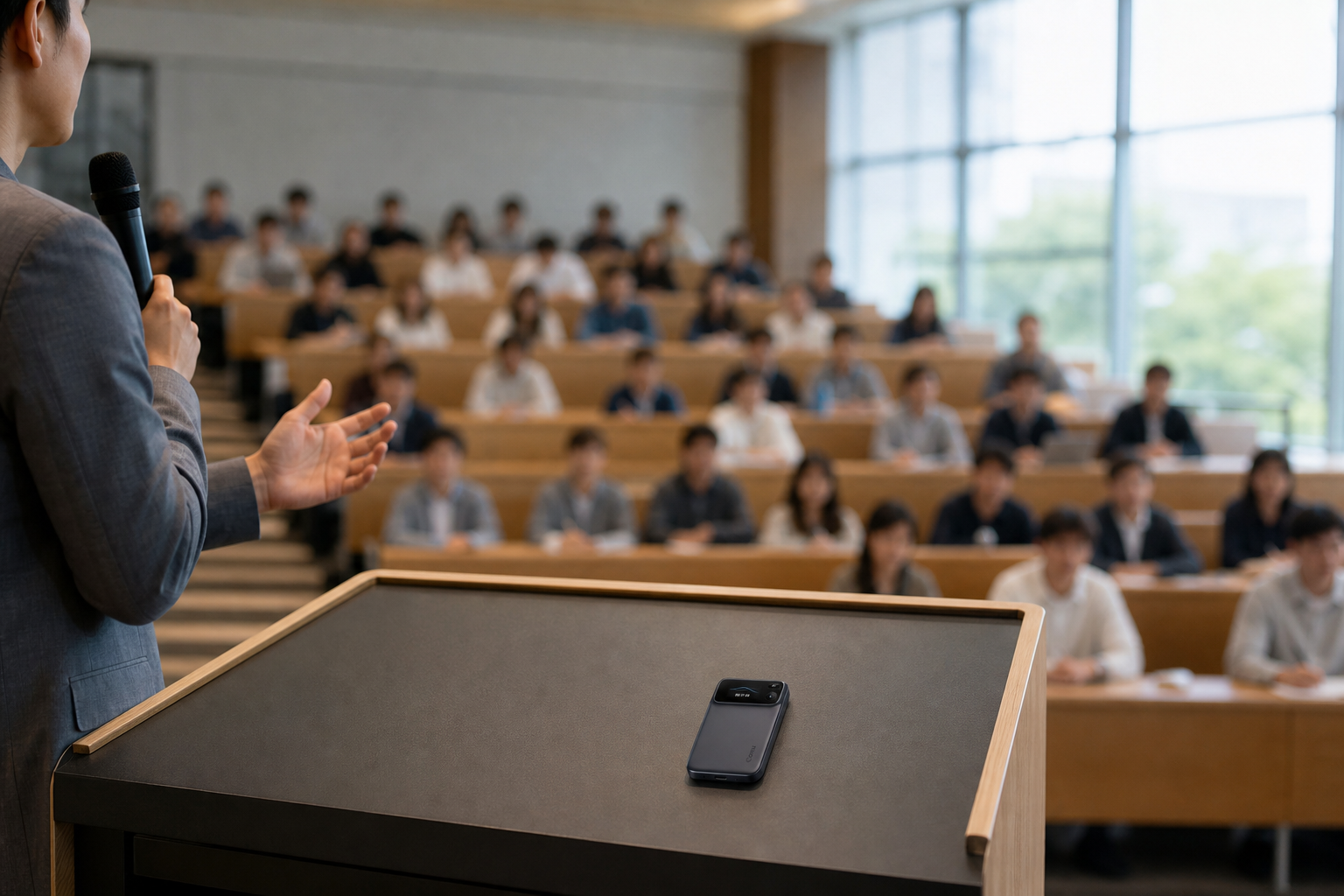 Recorder capturing a university lecture