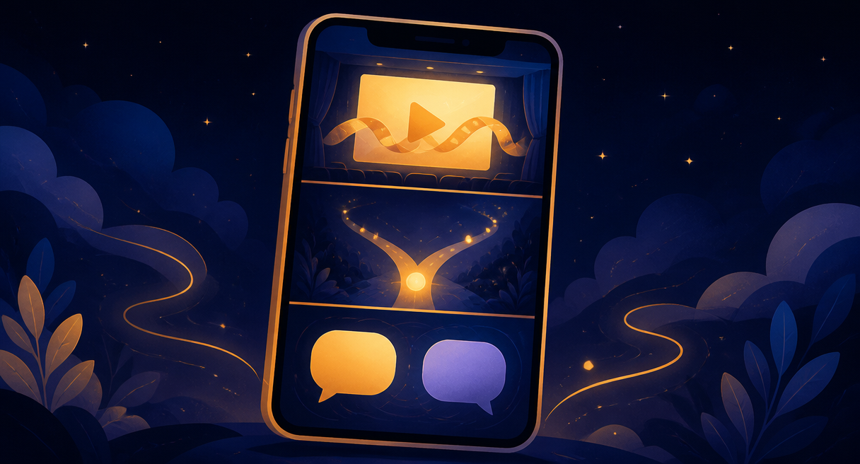 upright blank smartphone frame floating over a deep indigo night backdrop