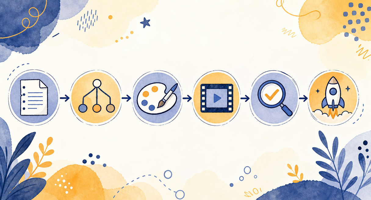 horizontal six-node production flow: a script page